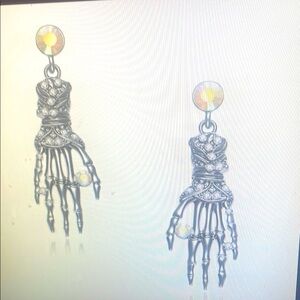 Silver Skeleton Hand Earrings